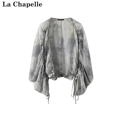 拉夏贝尔/La Chapelle春夏季新款晕染印花开衫新中式抽绳宽松披肩