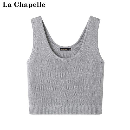 拉夏贝尔/La Chapelle秋季新款内搭无袖款针织圆领吊带背心上衣女