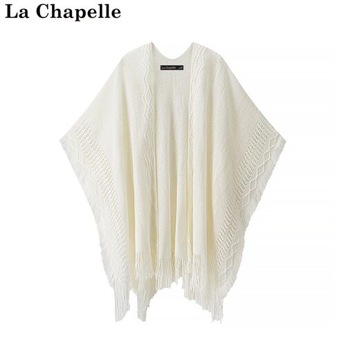 拉夏贝尔/La Chapelle民族风披肩外搭女针织镂空百搭复古斗篷开衫