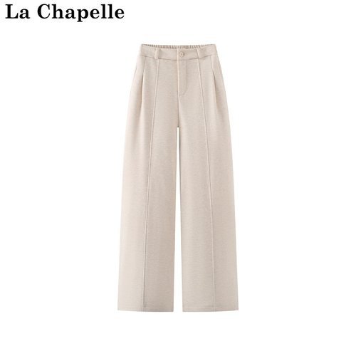 拉夏贝尔/La Chapelle秋冬新款半松紧垂感百搭时尚显瘦直筒休闲裤