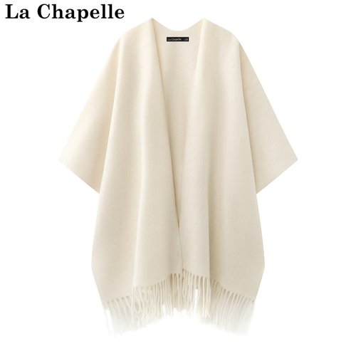 拉夏贝尔/La Chapelle秋冬款针织披肩女外搭新款时尚流苏斗篷开衫