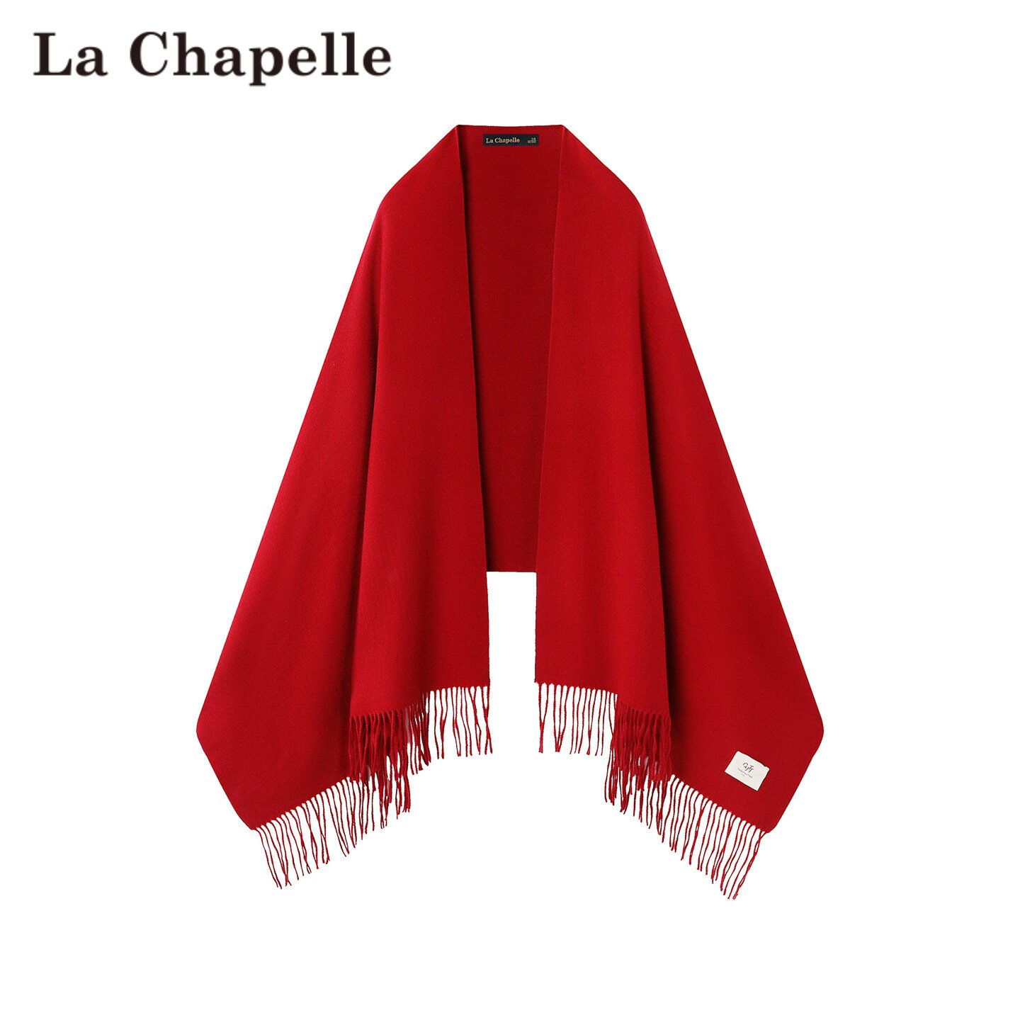 拉夏贝尔/La Chapelle秋冬新款流苏长方形披肩外搭旅游风时尚围巾