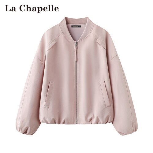 拉夏贝尔/La Chapelle春季新款V领通勤风保暖宽松休闲夹克外套女
