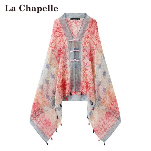 拉夏贝尔/La Chapelle新中式披肩女民族风盘扣轻薄款旅游防晒上衣