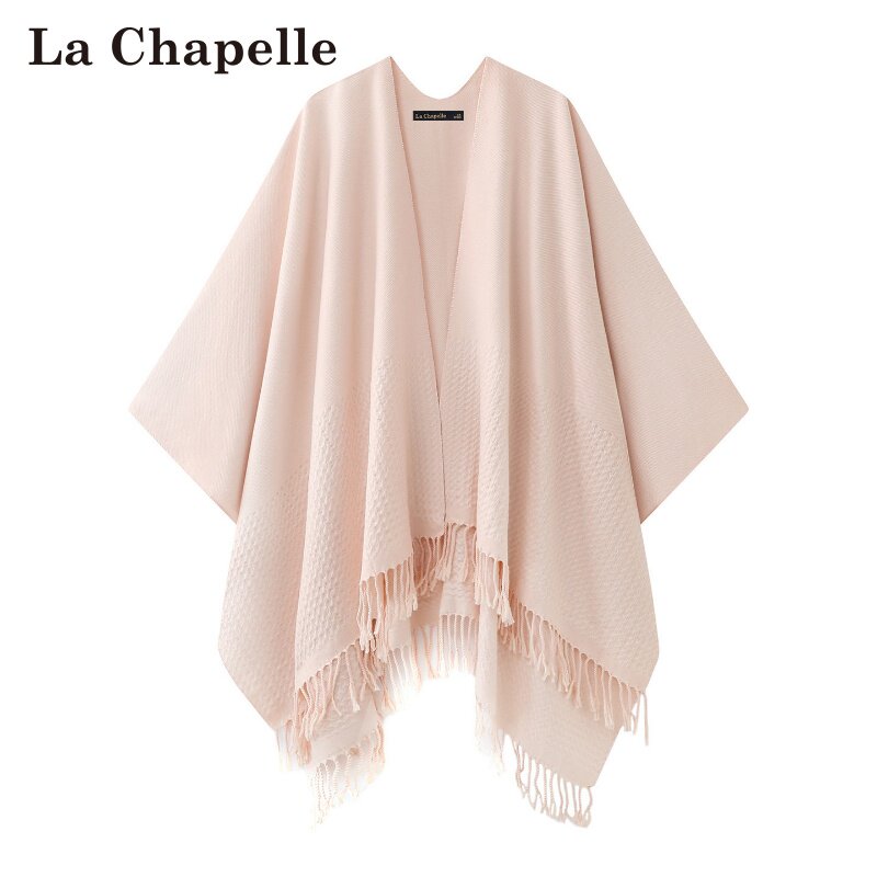 拉夏贝尔/La Chapelle秋冬新款韩式简约流苏披肩旅游风厚款上衣女