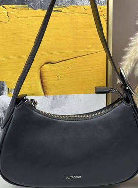 意大利轻奢品牌深灰色高级小众感软皮简约单肩腋下包包240063