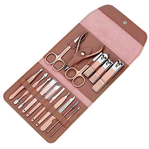 manicure set, 16pcs professional nail clipper kit pedicure k
