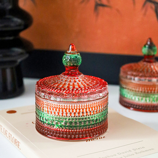 复古中古风蒙古包玻璃收纳盒民族风首饰棉签糖果化妆品储物罐摆件