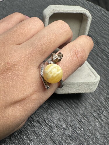 纯天然资源白花圆珠戒指 俄料白花妖孽纹 圈口可调 珠子11MM 保真