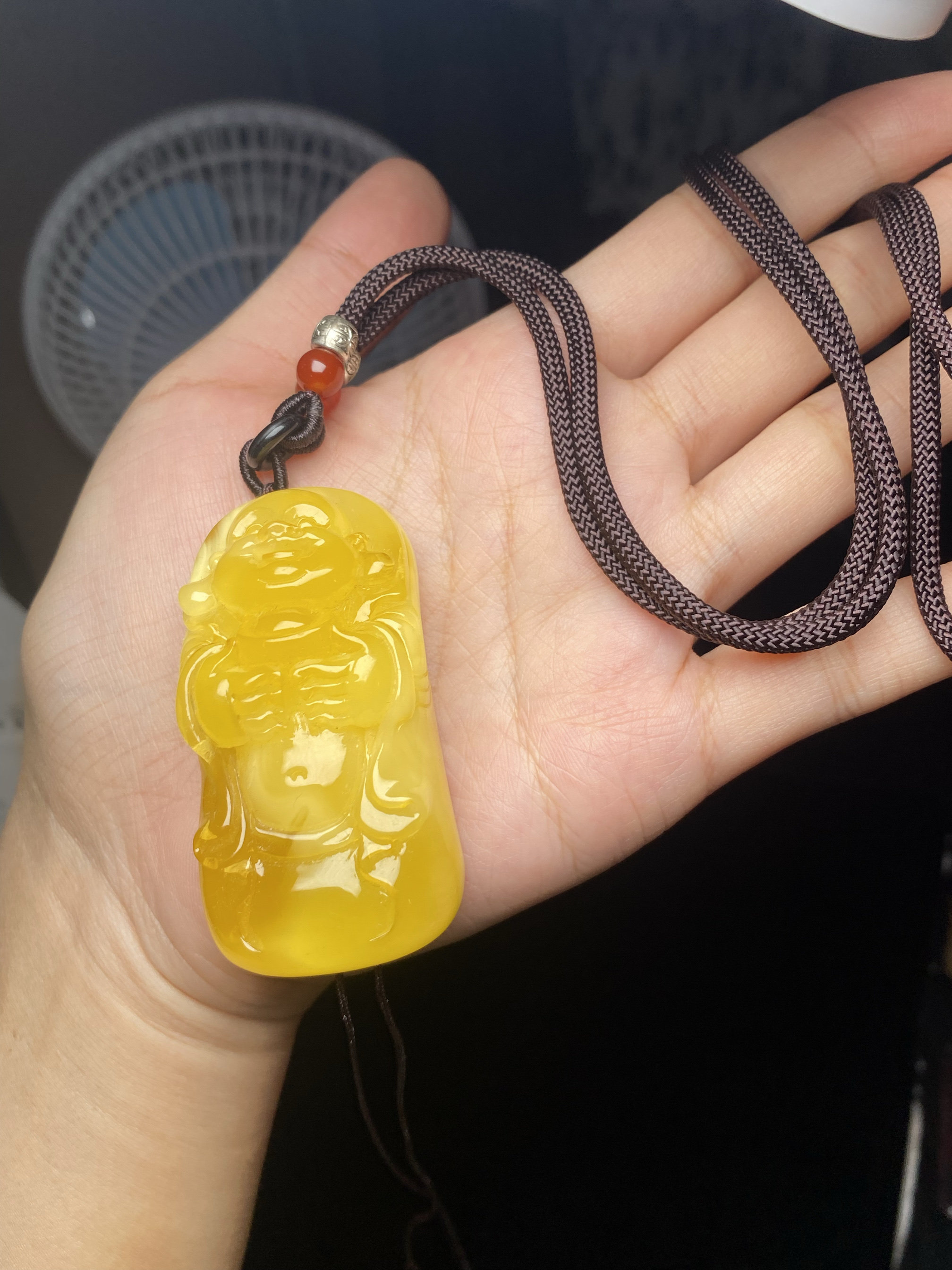 纯天然蜜蜡雕刻笑脸佛大吊坠 俄料饱满漂亮高品质 无杂裂 保真