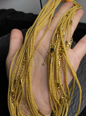 黄色水晶链爆闪仙气百搭项圈镀金可调节长度琥珀蜜蜡吊坠项链