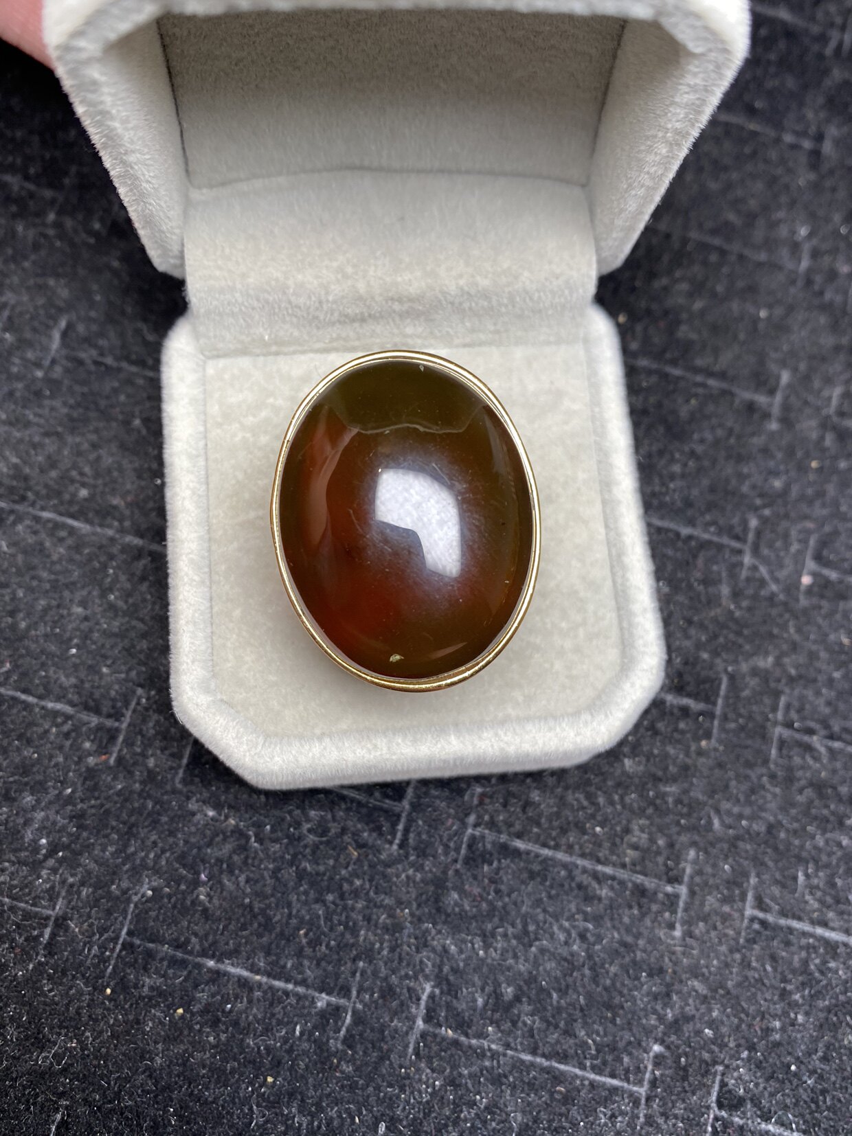 纯天然血珀大戒指 血红色 佩戴超美时尚 925银镶嵌活口 保真