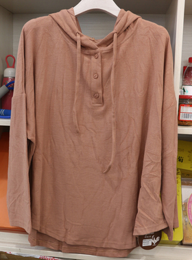 2022秋冬款大码休闲女装珂伊诺21703背帽系带套头衫宽松打底衫