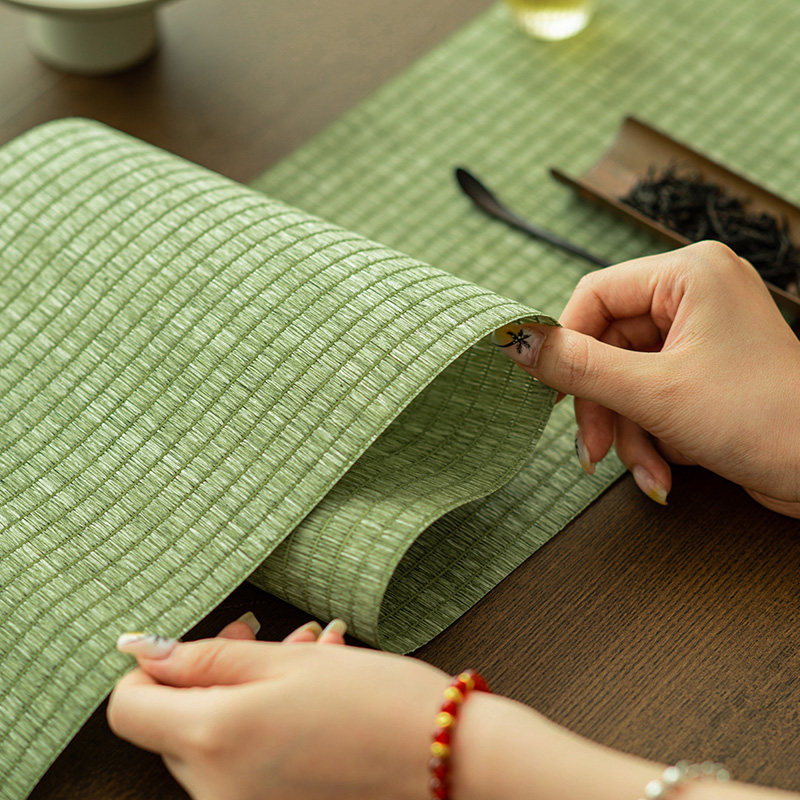 清逸草编茶席竹席防水桌旗单条拼色茶旗中式禅意茶台茶桌布侘寂风,居家布艺,茶席,淘宝优惠券,粉丝福利购,淘宝优惠卷
