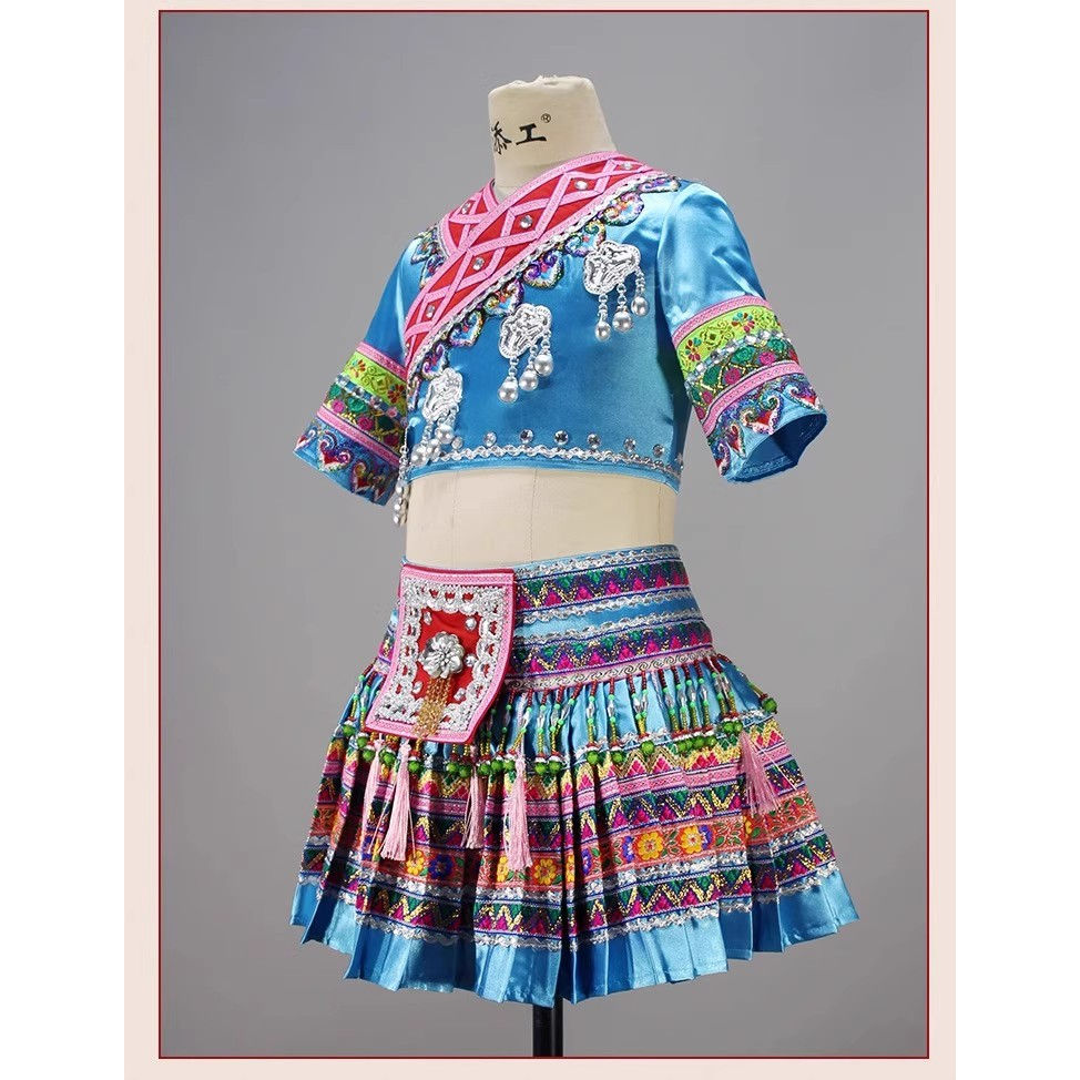 新款儿童少数民族黛帕舞蹈服装苗族土家族演出服艺考独舞表演服
