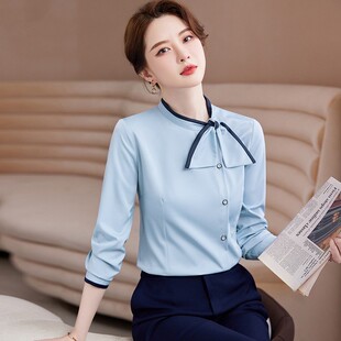 秋冬新款职业衬衫女空姐气质酒店前台工作服时尚珠宝工服套装长袖