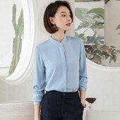 女春秋工作服上衣雪纺气质正装 职业白色立领工装 衬衫 内搭衬衣圆领