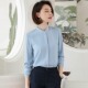 内搭衬衣圆领 女春秋工作服上衣雪纺气质正装 职业白色立领工装 衬衫