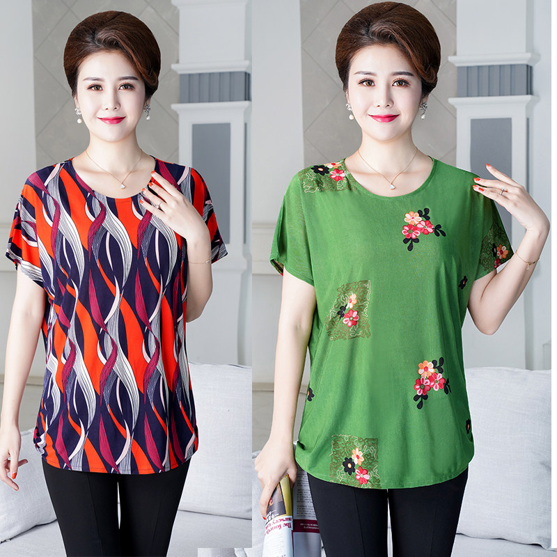 中老年女装夏装加肥加大码胖妈妈装中年女士短袖t恤宽松码牛奶丝在类目 女装/女士精品, T恤中 - 来自Buy2taobao.com提供专业的淘宝代购服务