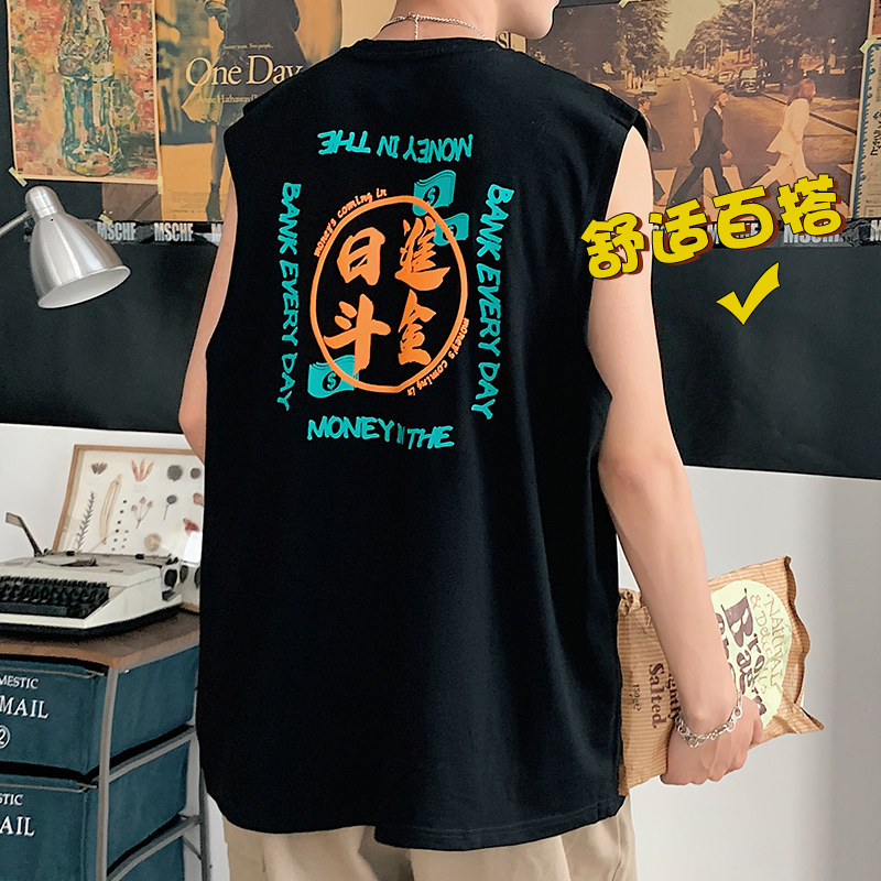 夏季新款港风时尚宽松男女同款背心马甲外套XZ1415-2#TC1113#图片