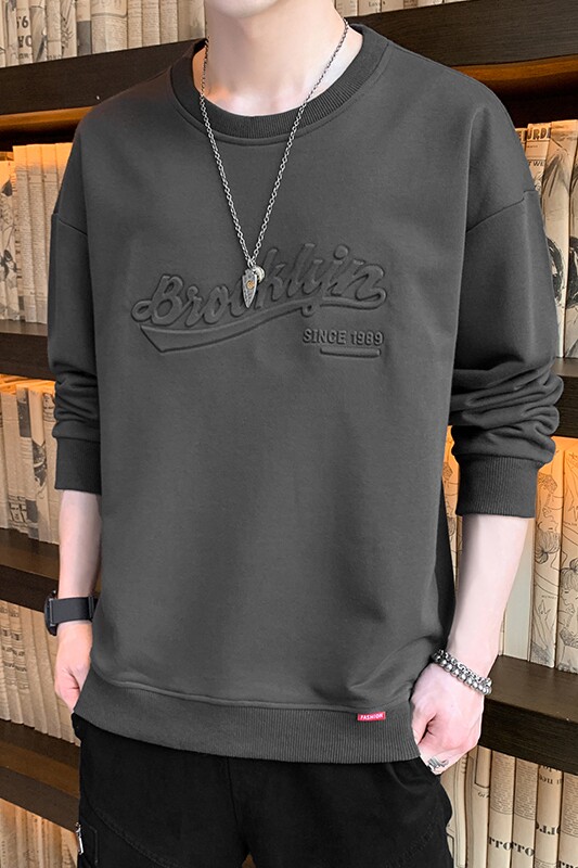 秋冬新款套头圆领时尚大码修身宽松T恤卫衣男XZ1415-2#W5511#,男装卫衣,星座301D-4(原星座1004-4）