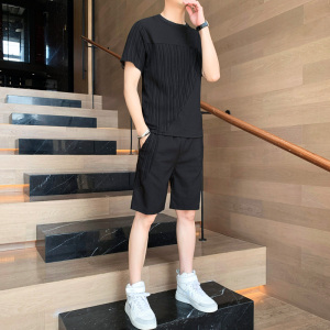 夏季时尚修身舒适高品质套装圆领短袖短裤XZ1415-2#TZ01#图片