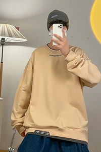 秋冬新款模特图韩版大码港风男款圆领卫衣外套XZ1415-2#W5504#图片
