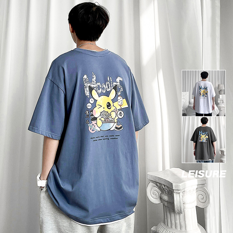 夏季新款新疆棉纯棉时尚港风男女款短袖T恤XZ1415-2#MT3506#图片