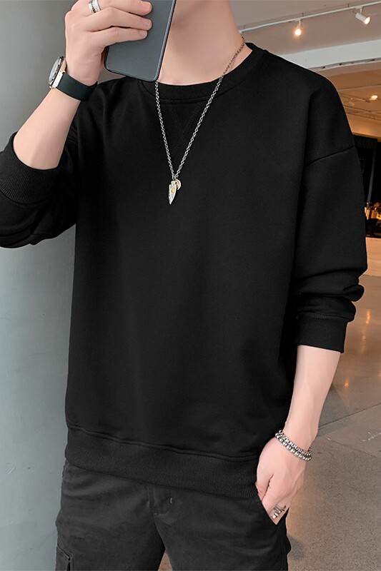 新款秋冬店主风纯色大码时尚男女款圆领卫衣XZ1415-2#W5500#P28,男装卫衣,星座301D-4(原星座1004-4）