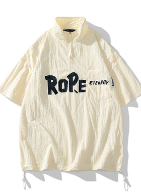 半拉链Polo衫立领运动服套装男夏季短袖衬衫短裤男生衣服搭配