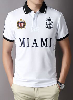 新品短袖polo衫男士美国迈阿密aliexpress运动休闲棉质欧码加大