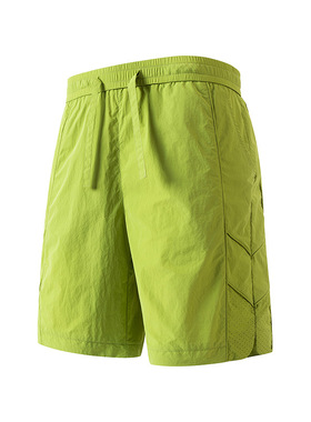 防泼水沙滩梭织短裤男士高级感褶皱透气弹力五分裤美式宽松半截