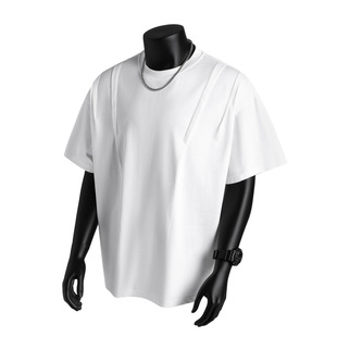 半袖 美式 上衣 冰感防晒正肩短袖 立体裁剪BOXY短宽索罗那t恤男夏季