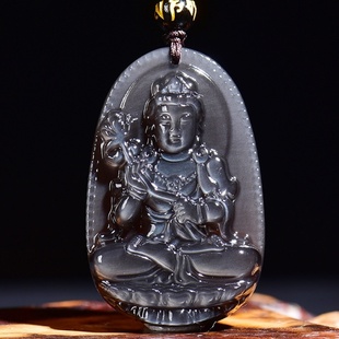 天然冰彩黑曜石十二生肖属马守护神大势至菩萨本命年吊坠生日礼物