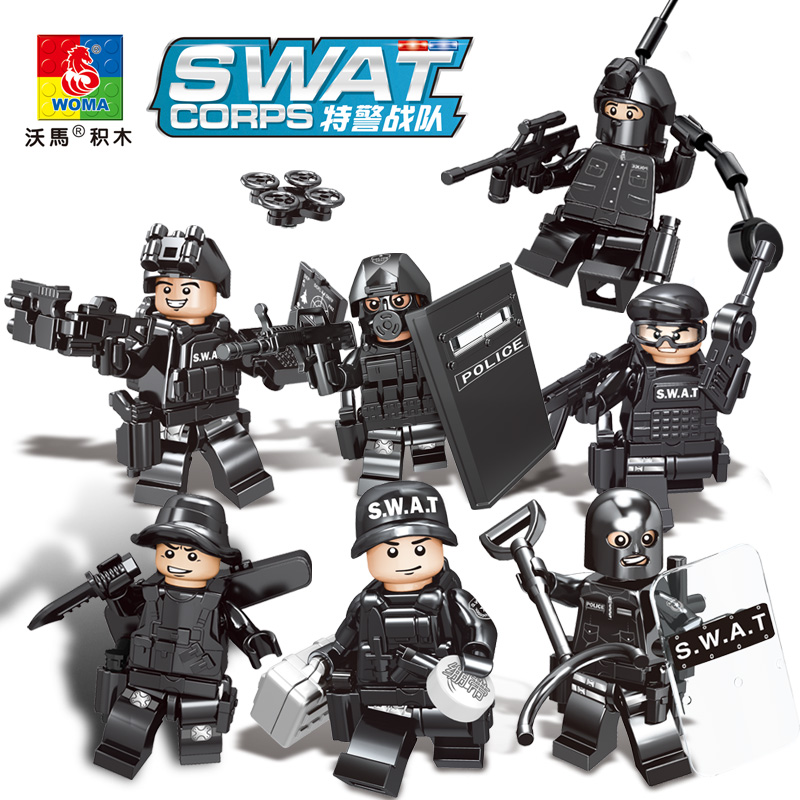 沃马积木legao玩具益智力军事