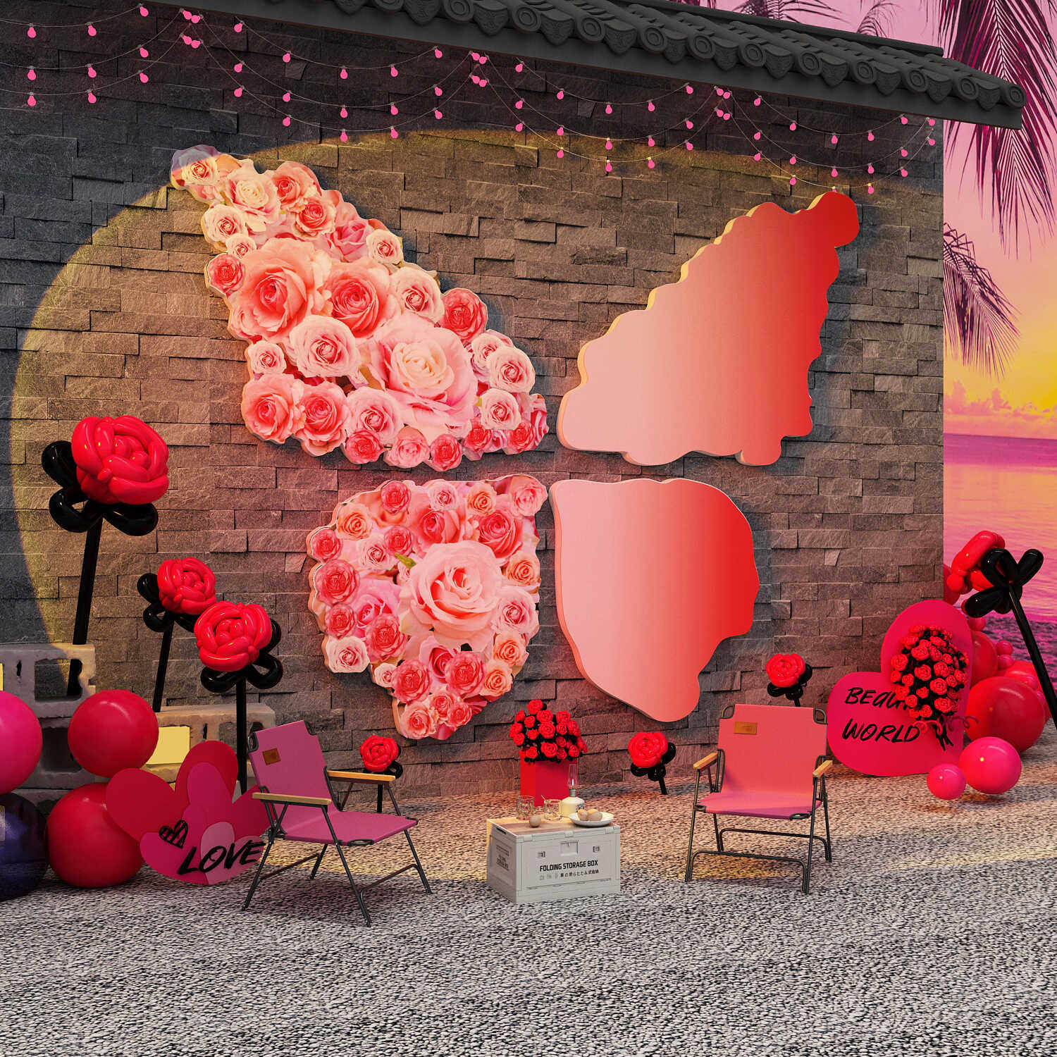 网红拍照区布置玫瑰鲜花店墙面户外氛围感装饰打卡造背景形象墙贴,家居饰品,软装墙贴,淘宝优惠券,粉丝福利购,淘宝优惠卷