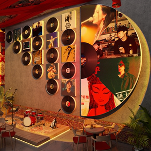 民谣酒馆墙面装饰工业风网红打卡背造景复古场景氛围布置小清酒吧