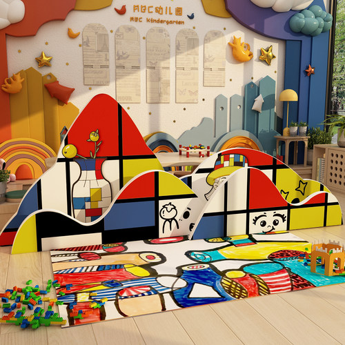 蒙德里安画展场景氛围布置美术教室装饰品幼儿园环创主题墙面材料