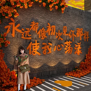 网红打卡拍照区布置520玫瑰花墙爱心造背景户外氛围装饰形象小院
