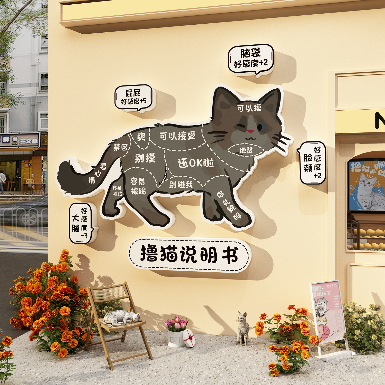 宠物店墙面装饰画用品网红撸猫咖馆布置广告贴纸背景医院文说明书