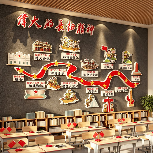 幼儿园红色爱国长征主题墙贴