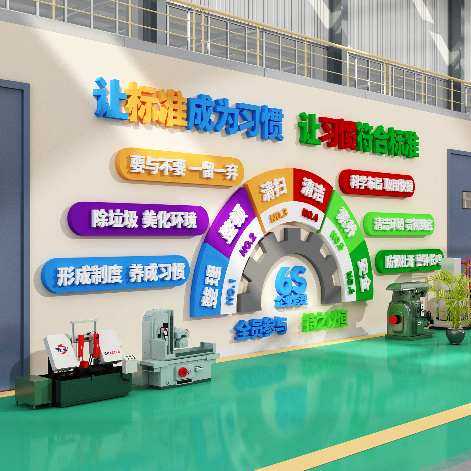 6s管理文化墙贴标识牌生产车间安全工厂标语企业质量品质宣传汽车