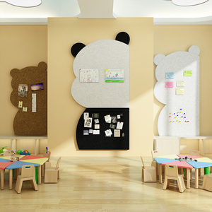 熊猫主题环创幼儿园墙面装饰成品走廊托管班毛毡板文化展示墙贴纸