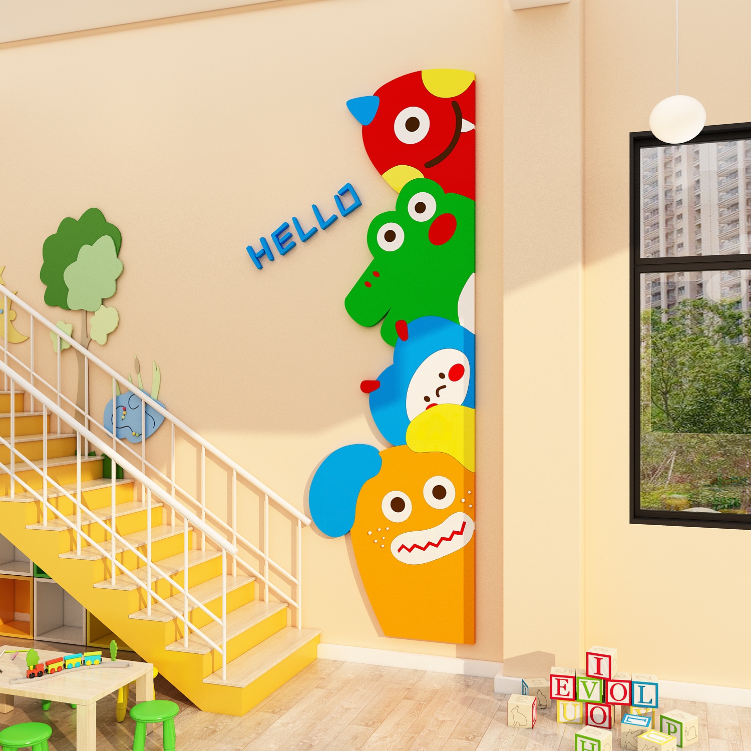 幼儿园楼梯墙面装饰用品环创主题