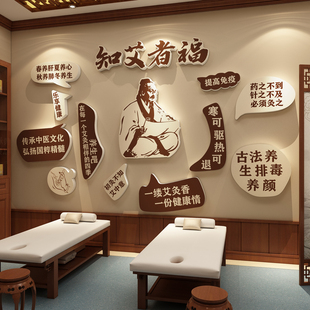 中医养生馆形象背景墙面装饰艾灸馆氛围布置挂画文化打造网红广告
