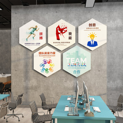 办公室墙面装饰企业文化墙公司员工团队创意激励志标语背景墙布置