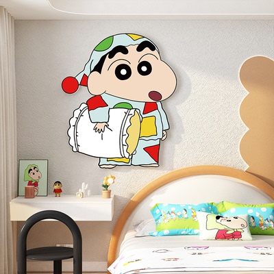 网红蒙氏儿童房间墙面装饰卧室蜡笔小新海报贴纸画布置改造小物件