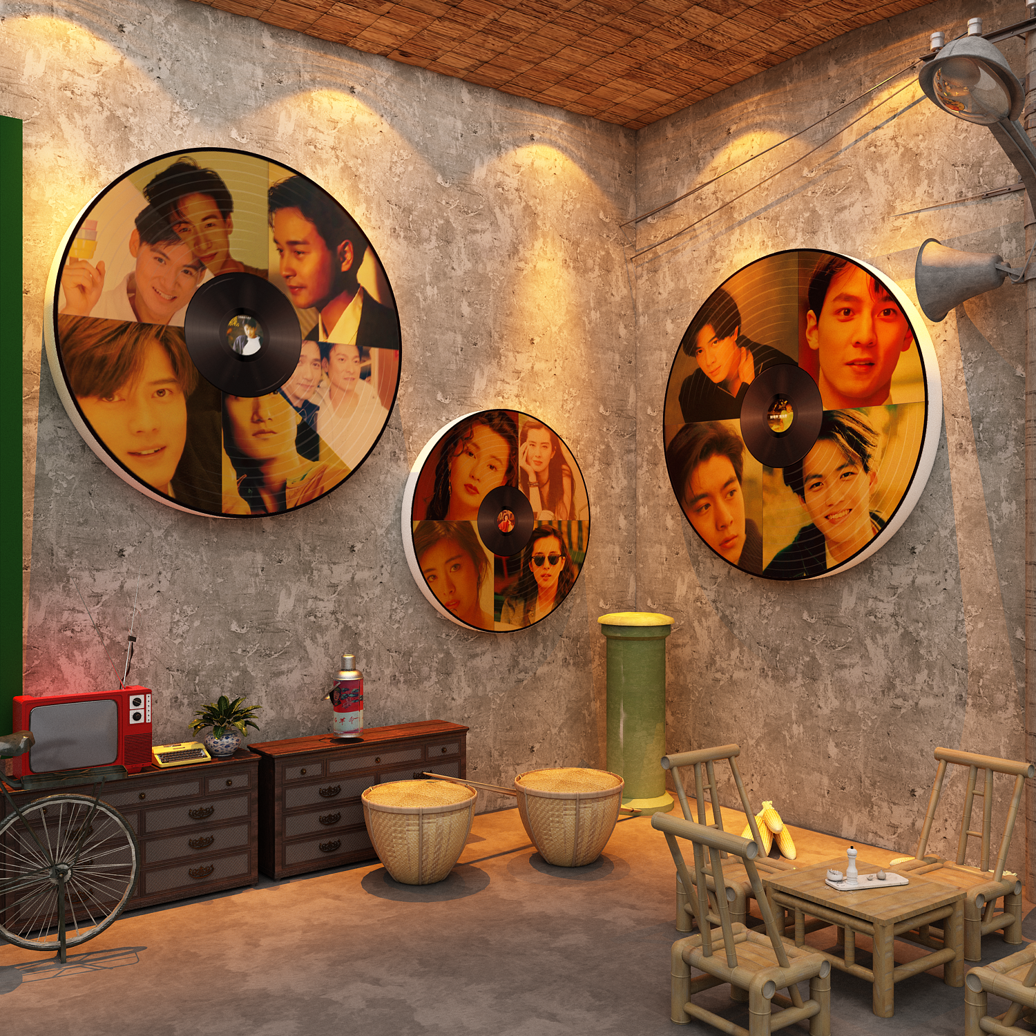 复古港风明星海报8090怀旧老物件网红打卡墙面装饰餐饮烧烤创意贴