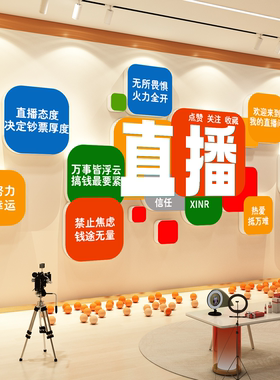 娱乐传媒公司直播基地办公室企业文化进门背景形象墙面装饰贴标语