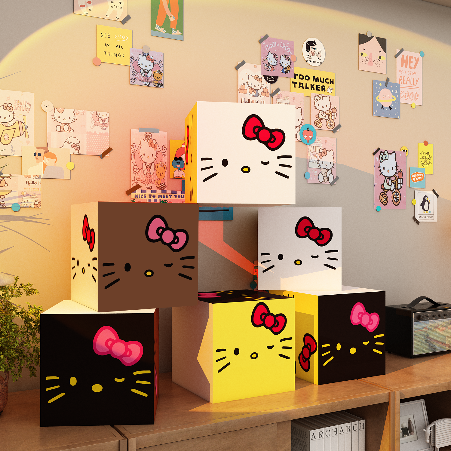 哈喽hellokitty猫儿童房间生日布置墙面装饰女孩卧室公主全套贴画图片